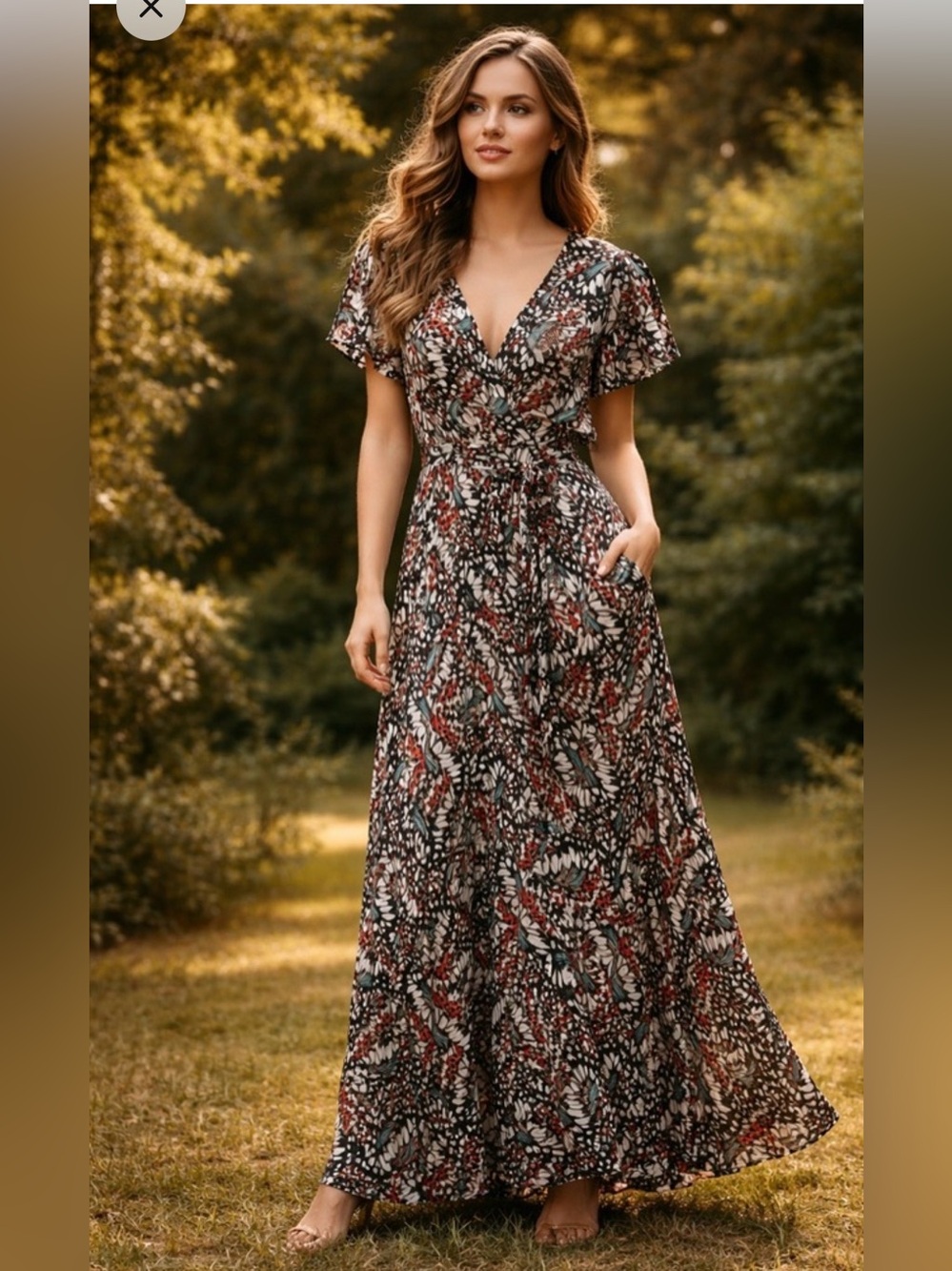 Hutch Anthropologie NWOT New wrap butterfly print Maxi Dress  Tie Waist S Small